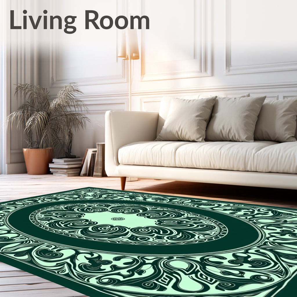 Elegant Floral Oval Frame Rug