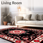 Bold Red Floral Medallion Design Rug