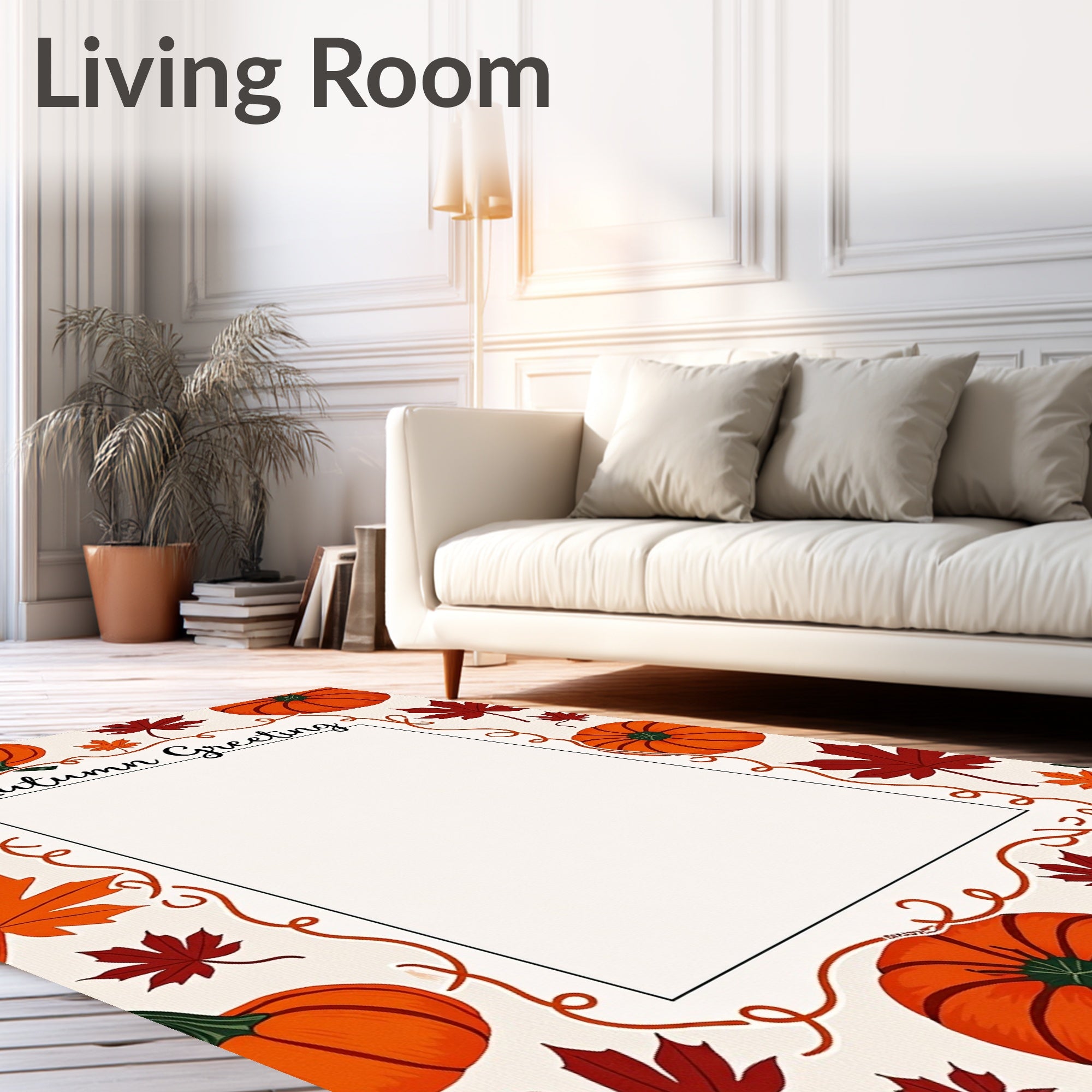 Autumn Pumpkin Leaf Graphic Rug