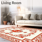 Red Skeleton Floral Pattern Rug