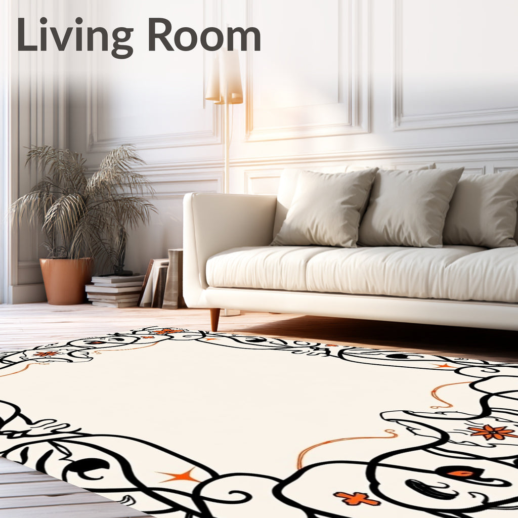Bold Floral Swirl Art Nouveau Rug
