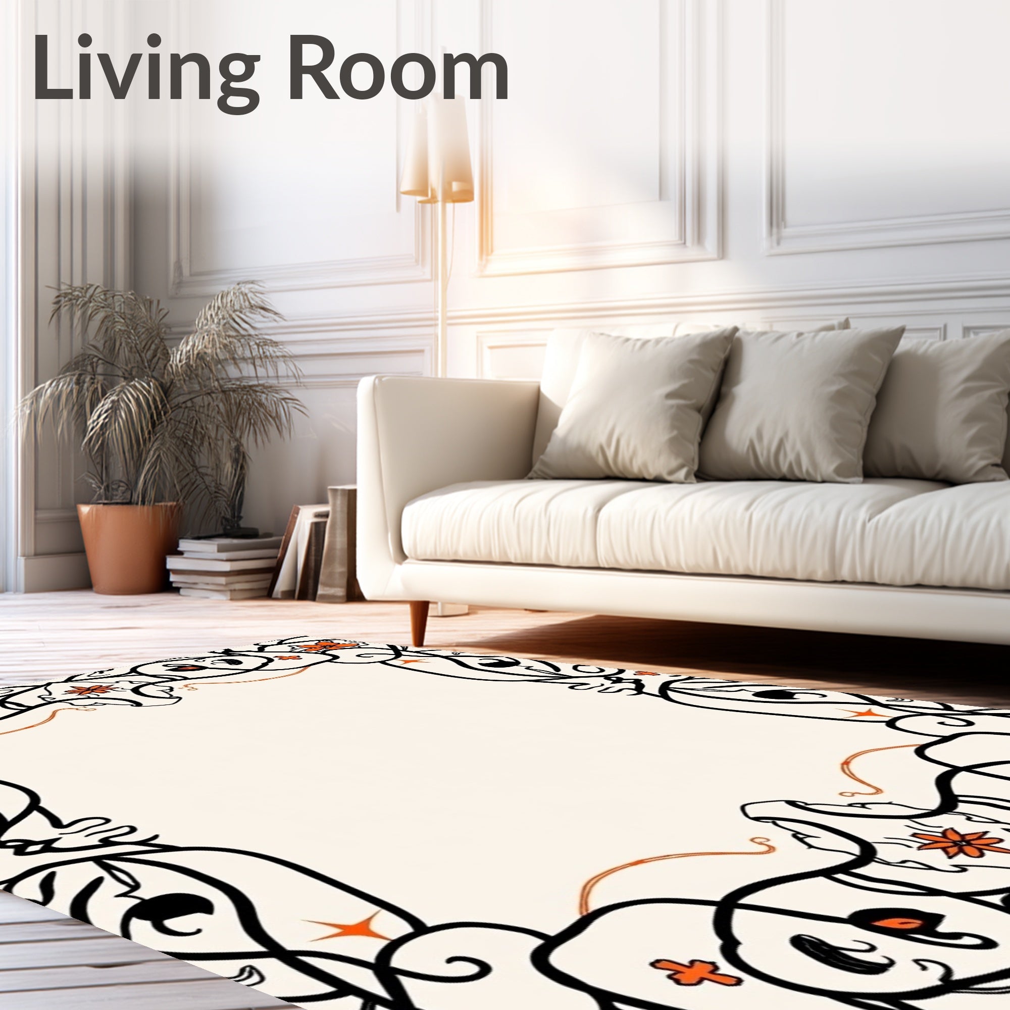 Bold Floral Swirl Art Nouveau Rug