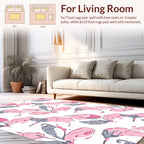 Abstract Floral Pink Grey Design Rug