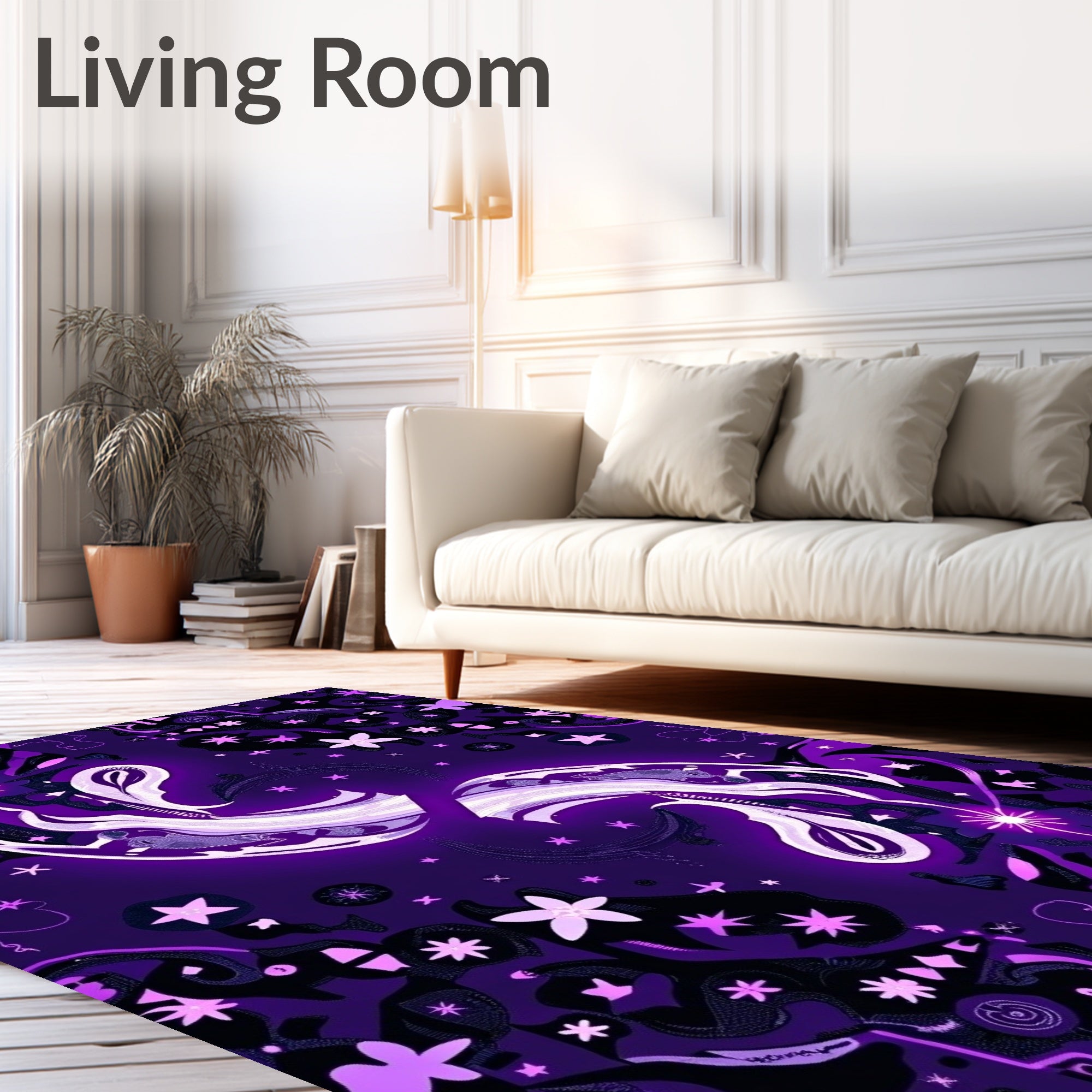 Bold Electric Purple Whimsical Pattern Rug