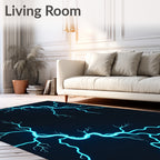 Electric Blue Lightning Bold Design Rug