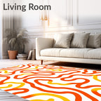 Bold Orange Yellow Wavy Lines Rug