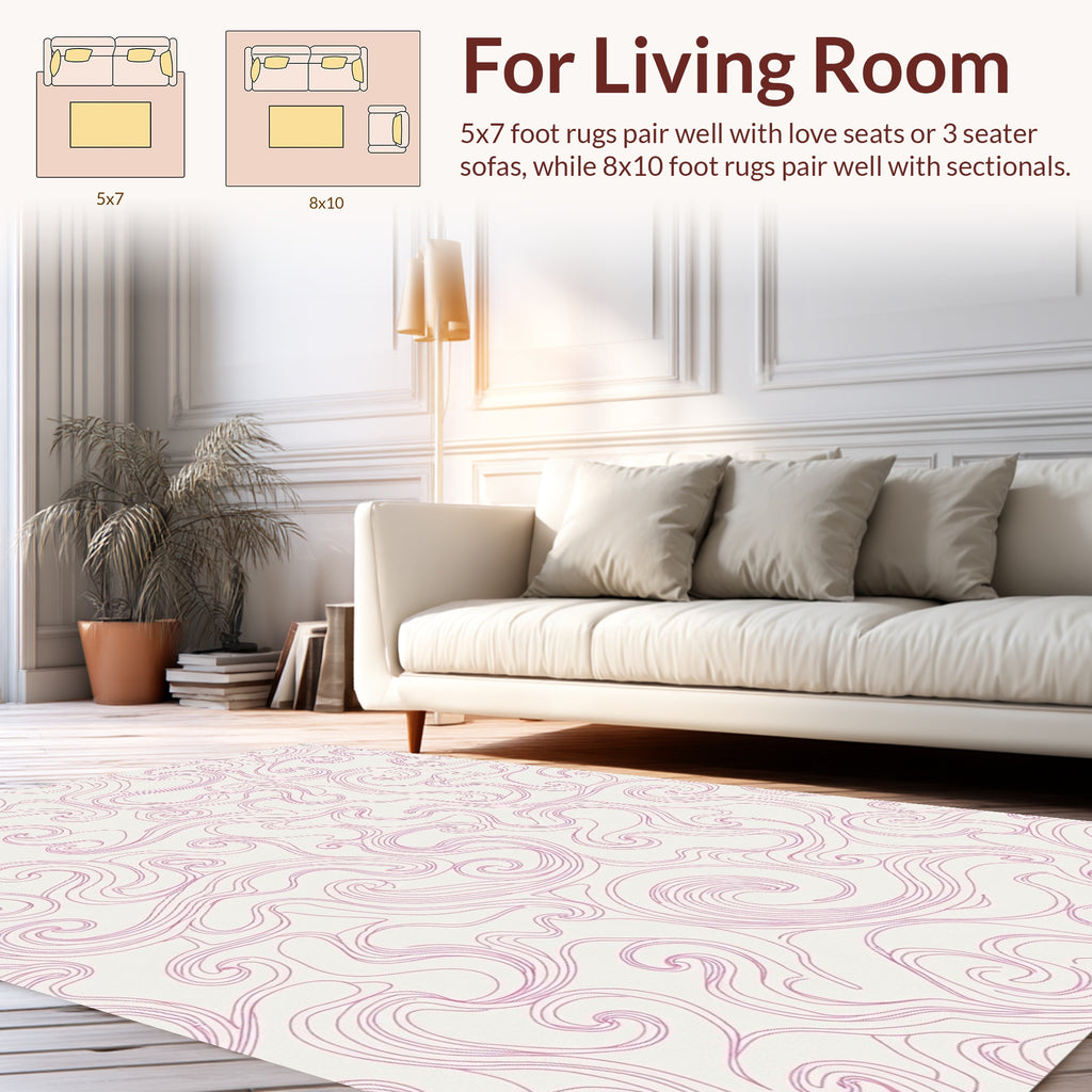 Elegant Pink Swirl Pattern Rug