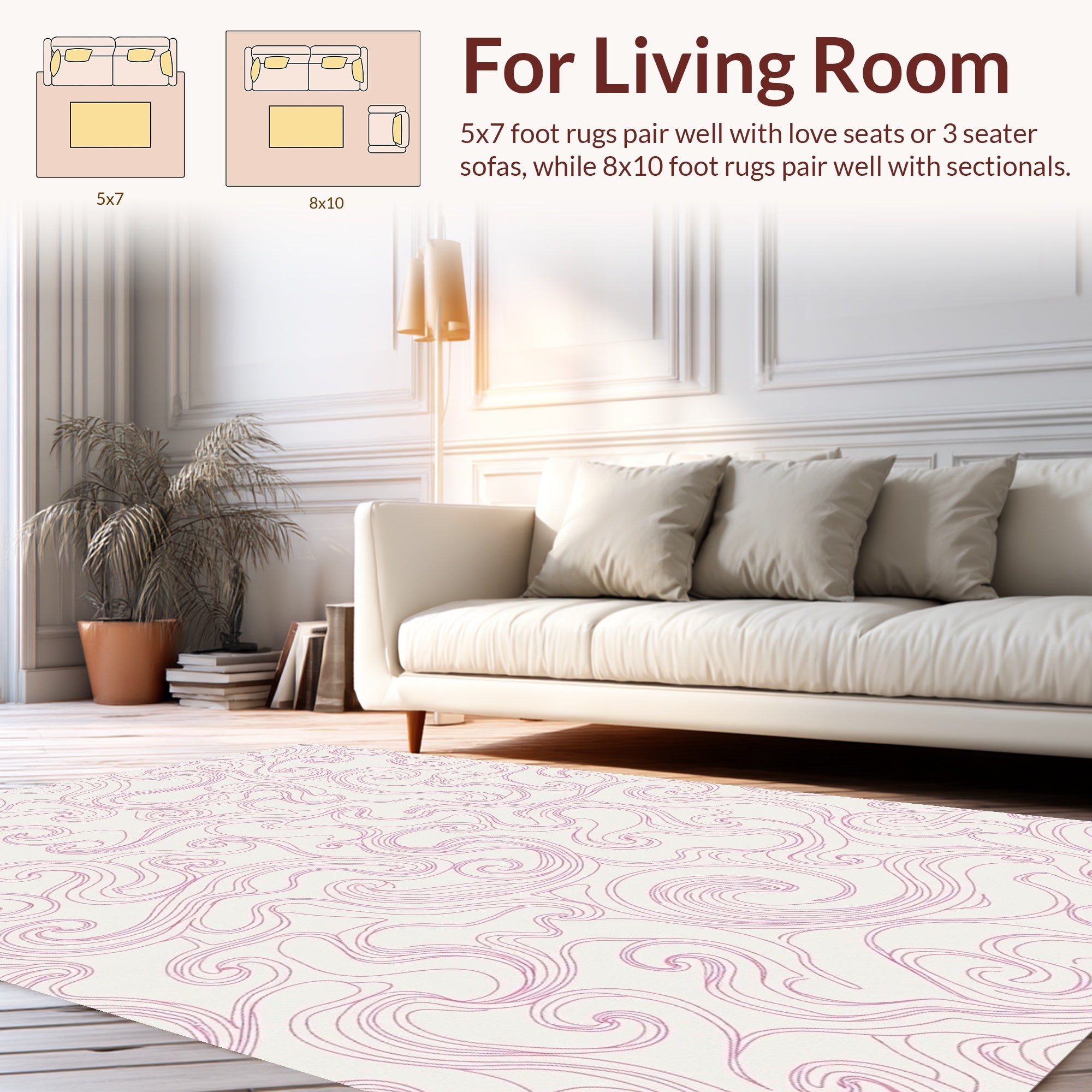 Elegant Pink Swirl Pattern Rug