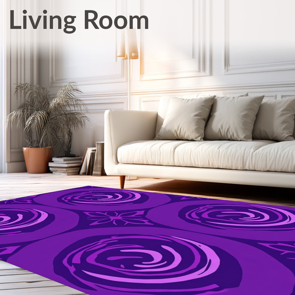 Purple Swirls Graphic Pattern Rug
