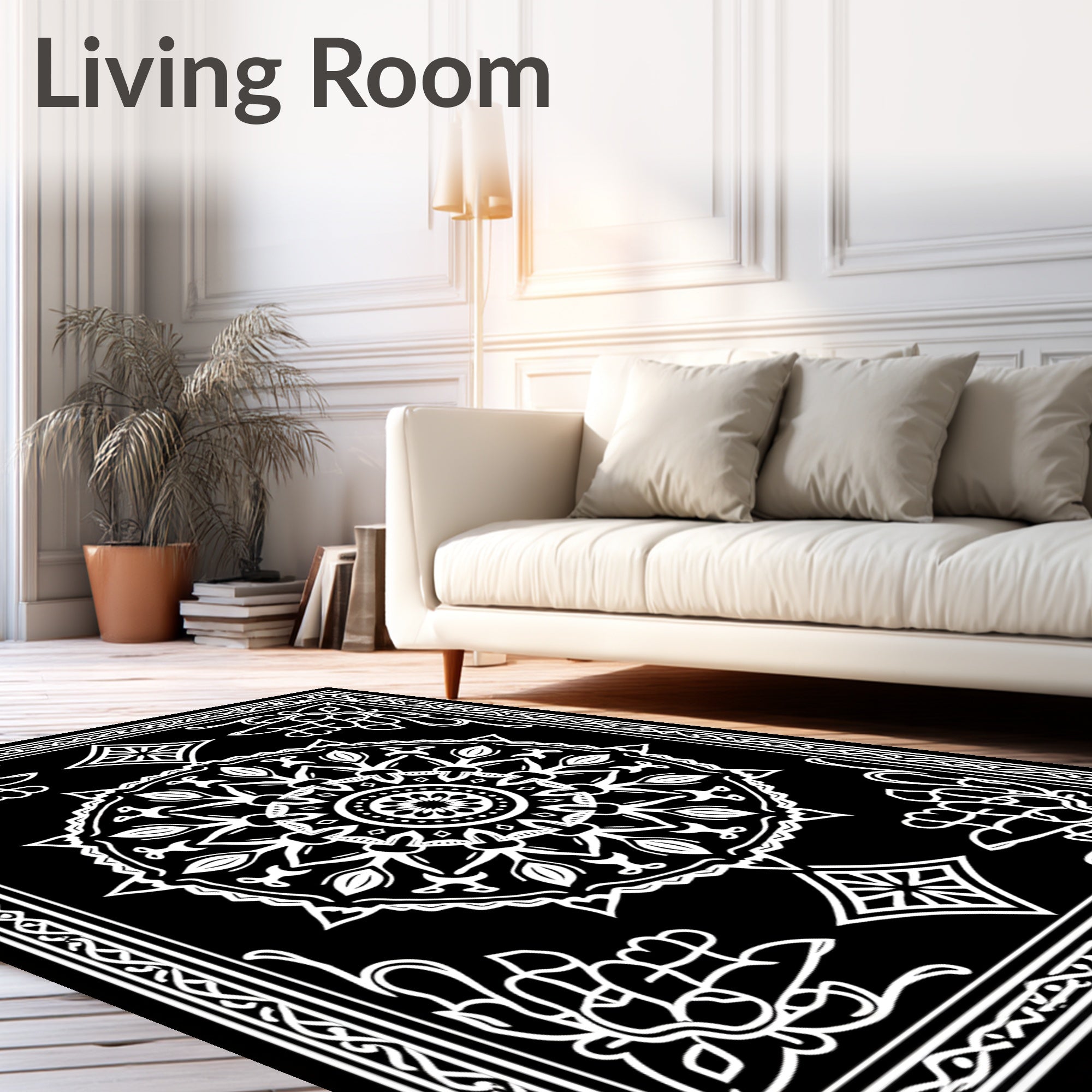 Radial Floral Mandala Pattern Rug