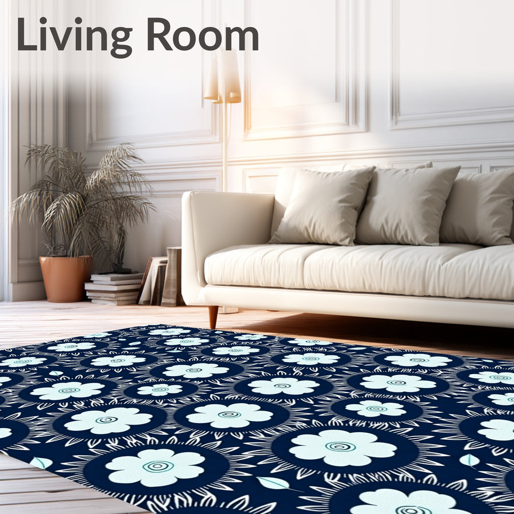 Whimsical Floral Sunburst Pattern Rug