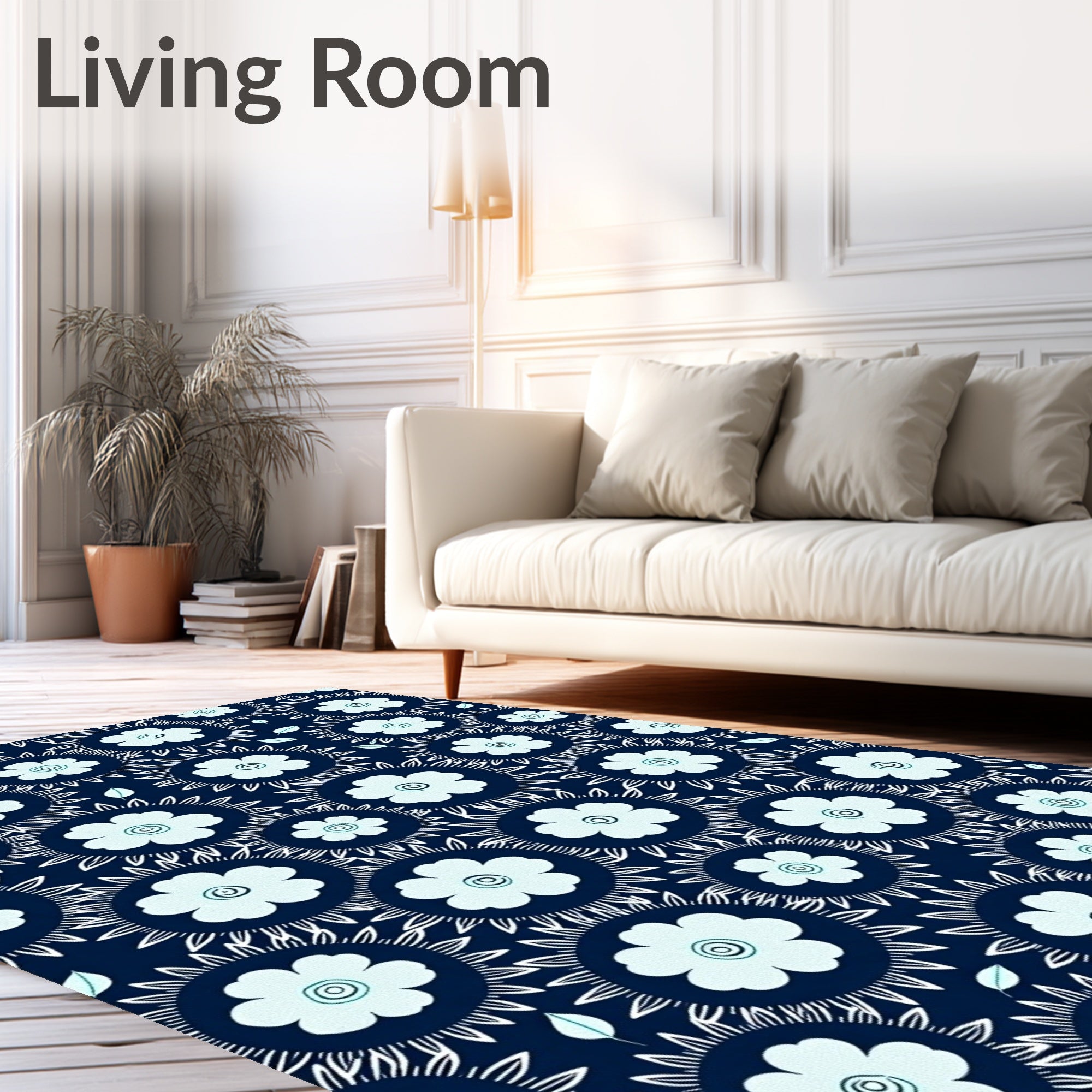 Whimsical Floral Sunburst Pattern Rug