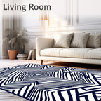 Abstract Navy Geometric Optical Illusion Rug