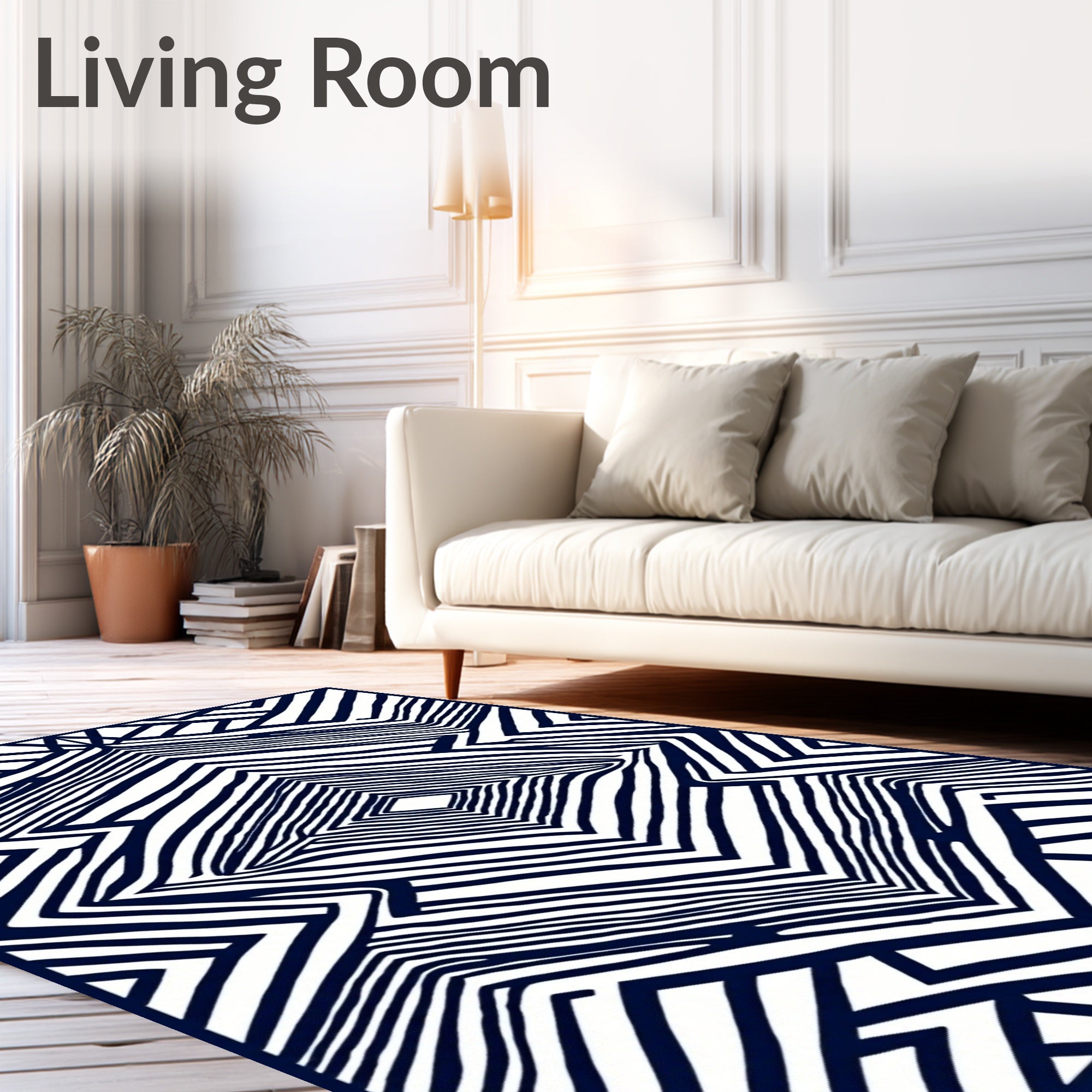Abstract Navy Geometric Optical Illusion Rug