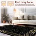 Ornate Gold Floral Border Design Rug