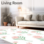 Pastel Floral Pattern With Green Leaves Rug