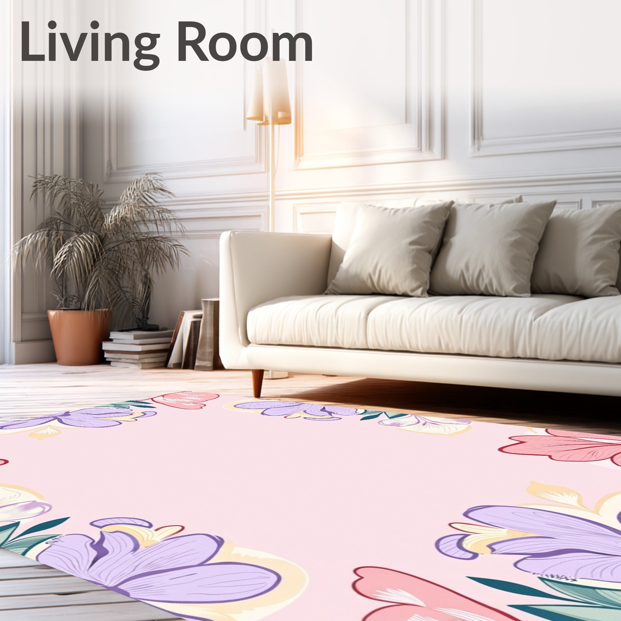 Pastel Floral Frame Design Rug