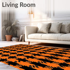 Bold Orange Black Houndstooth Pattern Rug