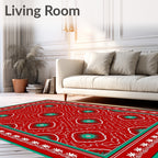 Bold Red Floral Intricate Pattern Rug
