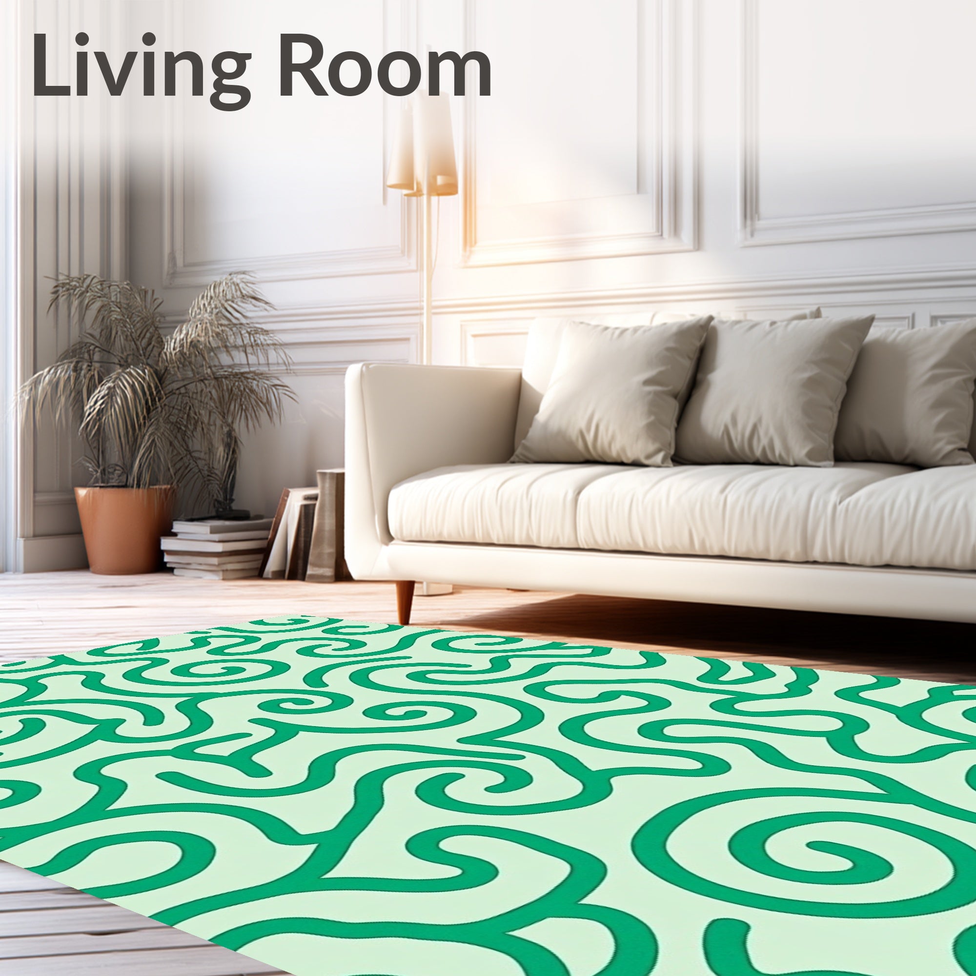 Abstract Swirls Patterned Design Rug