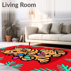 Cute Cat With Colorful Lights Design Rug