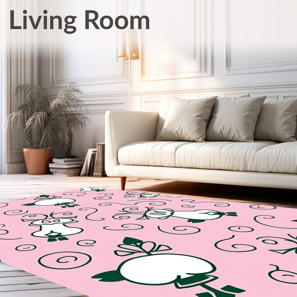 Whimsical Pink Creature Swirls Rug