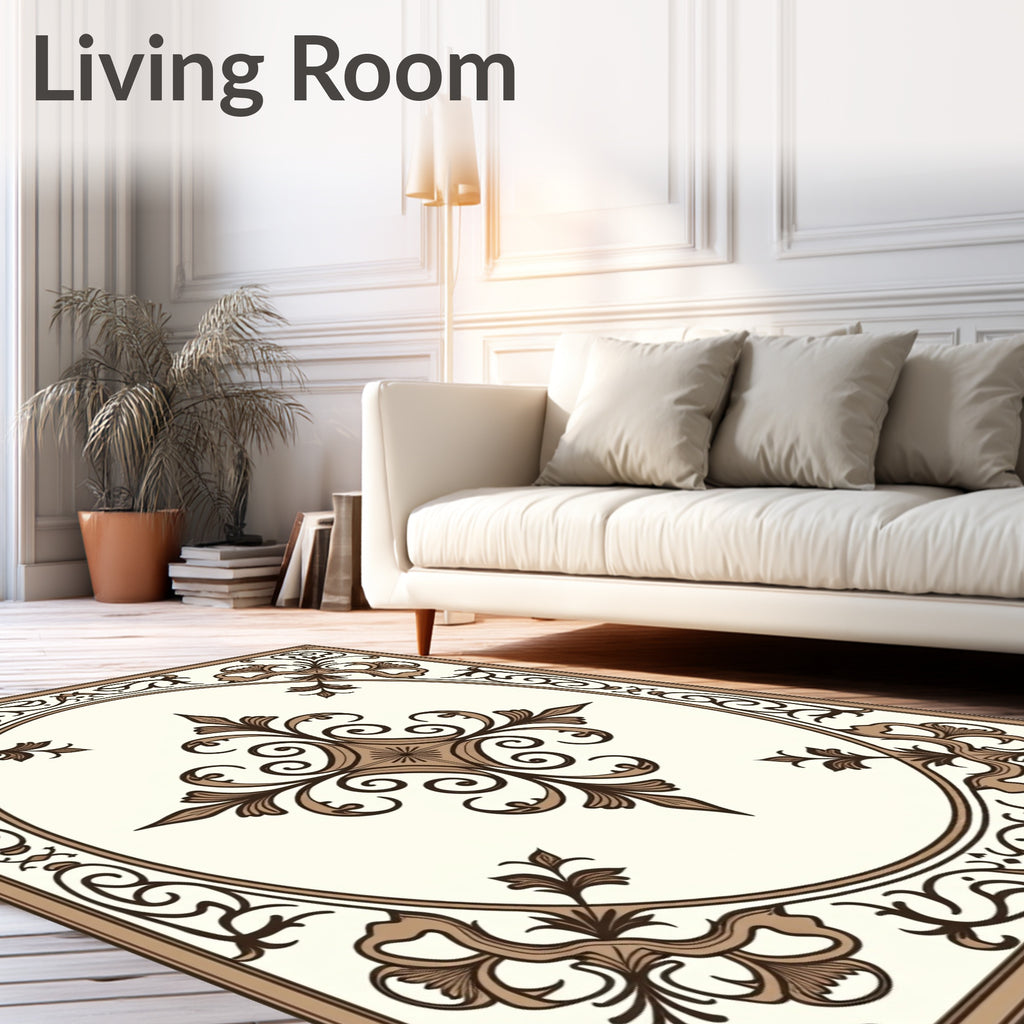 Ornate Floral Scrollwork Design Rug