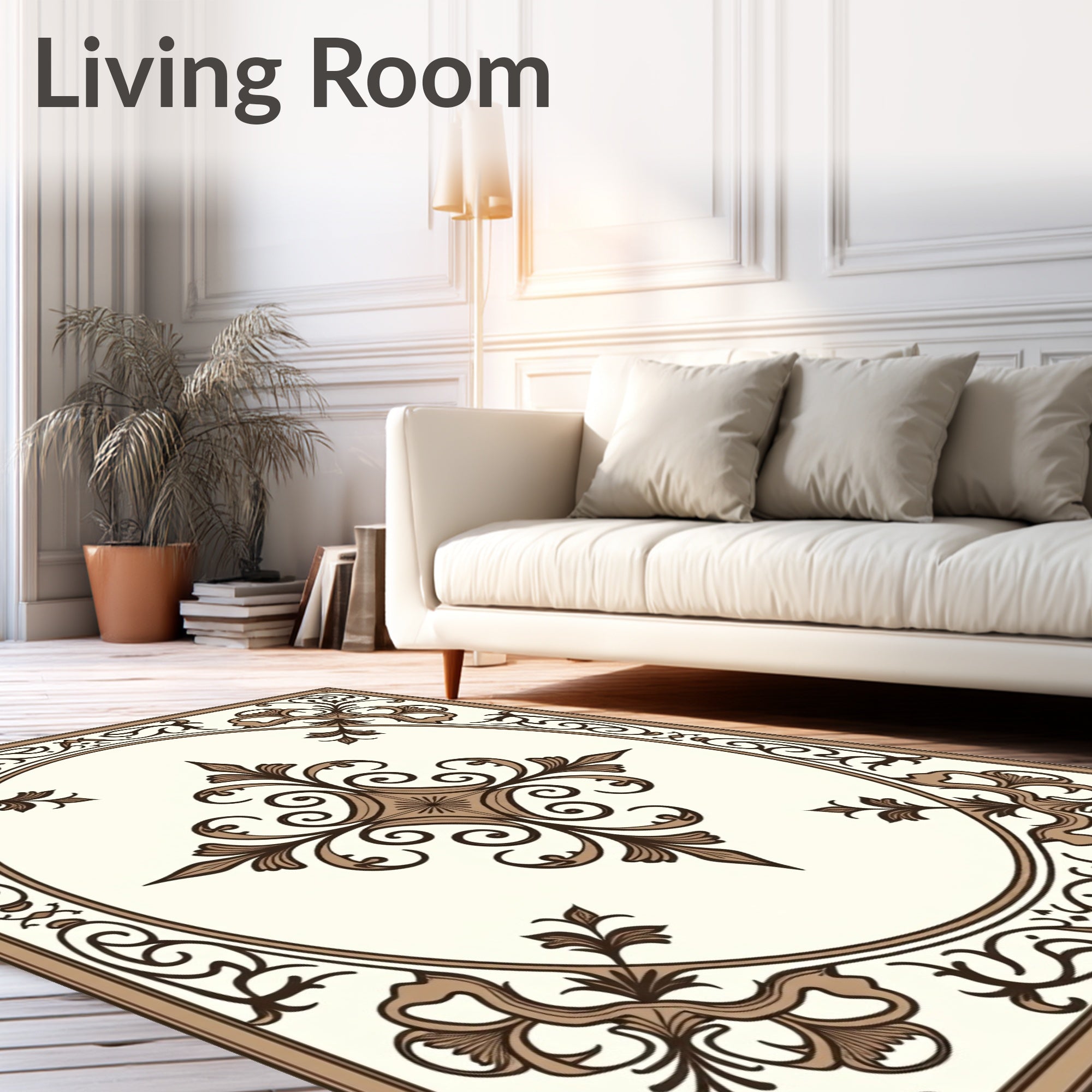 Ornate Floral Scrollwork Design Rug