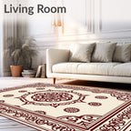 Ornate Brown Floral Bordered Rug