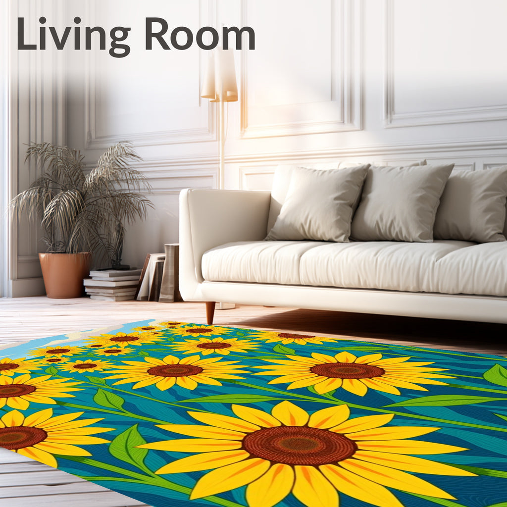 Radiant Sunflower Field Pattern Design Rug