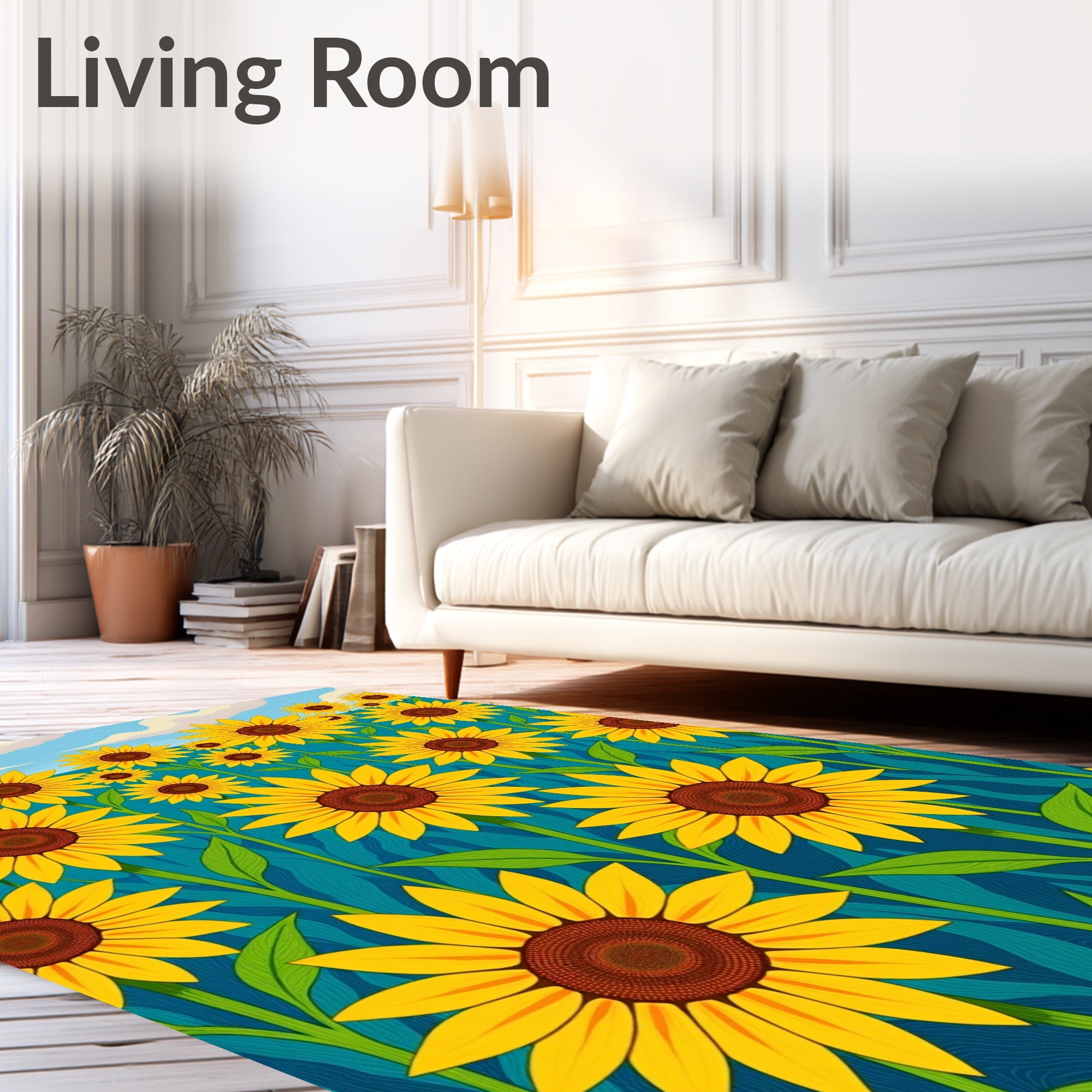 Radiant Sunflower Field Pattern Design Rug