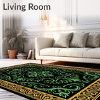 Elegant Green Floral Bordered Rug