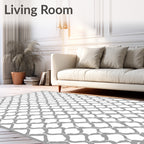 Gray Lattice Patterned Abstract Rug