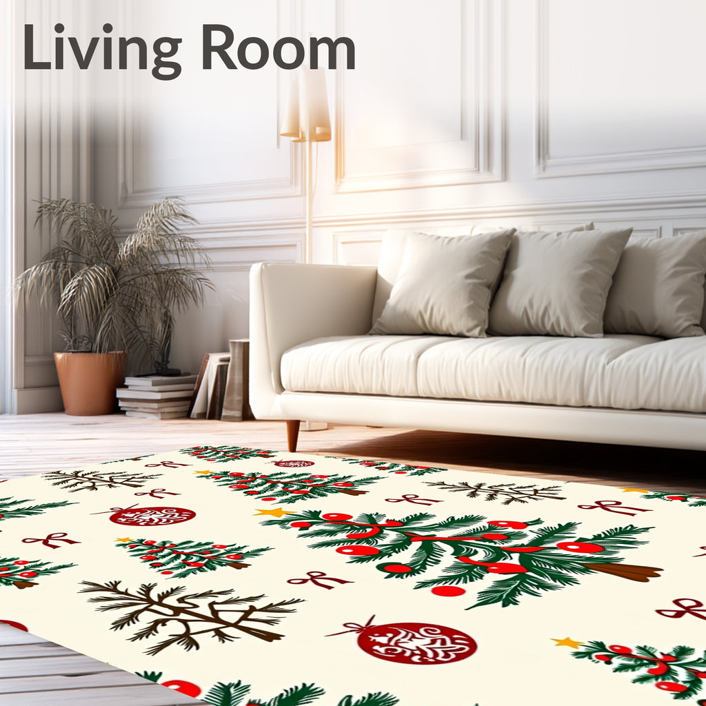 Festive Trees Christmas Ornaments Design Rug