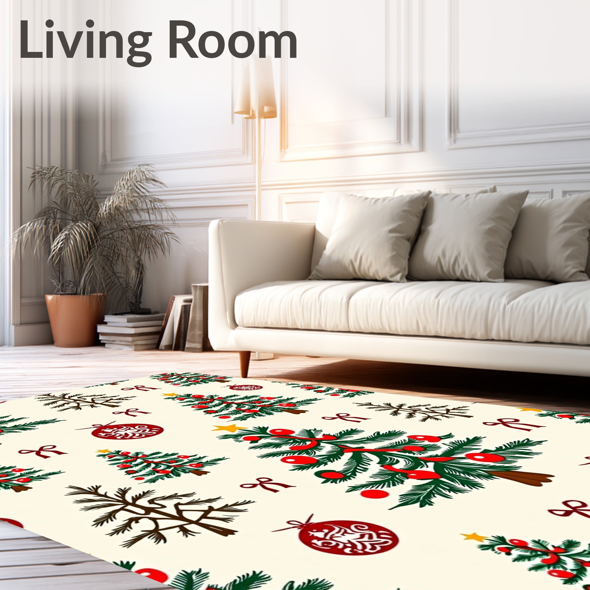 Festive Trees Christmas Ornaments Design Rug