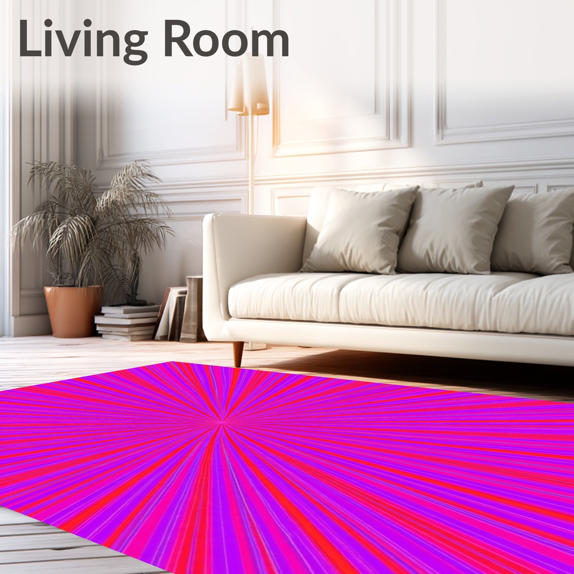 Radiant Pink Red Burst Rug