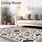 Folk Art Floral Geometric Pattern Rug