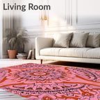 Pink And Orange Floral Mandala Design Rug