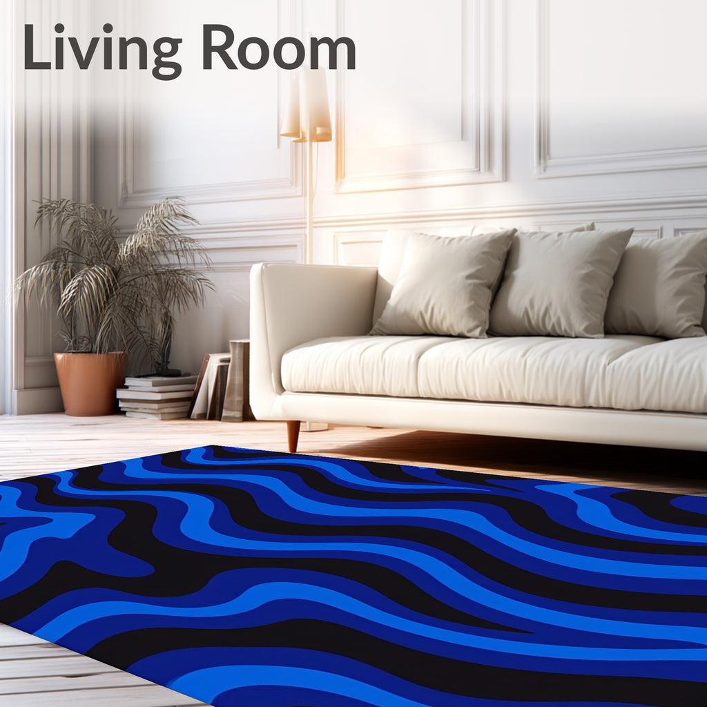 Blue Swirl Pattern Retro Rug