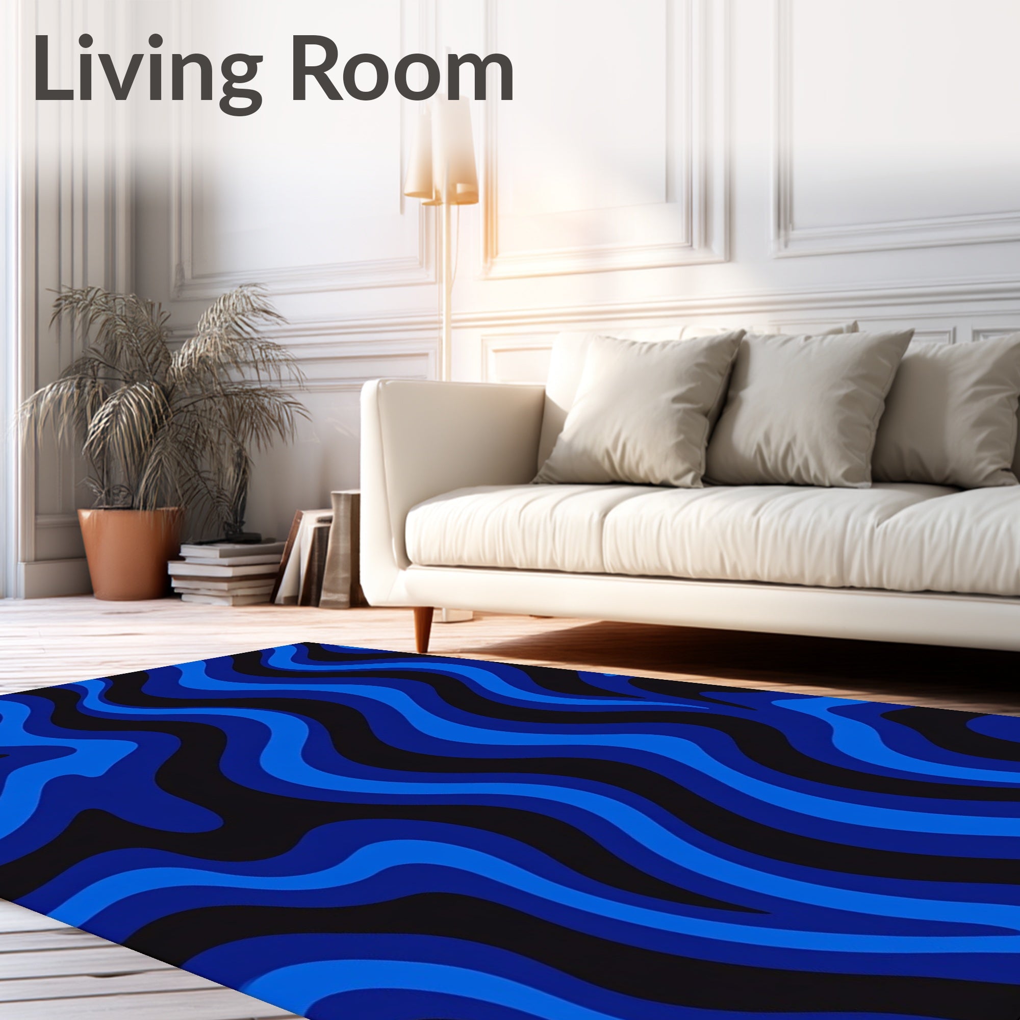 Blue Swirl Pattern Retro Rug