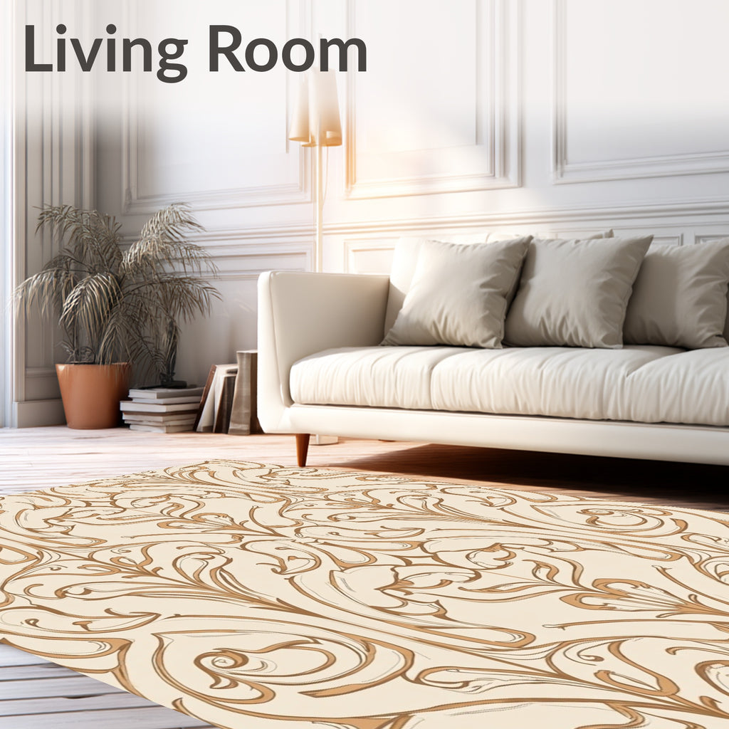 Elegant Floral Scroll Pattern Rug