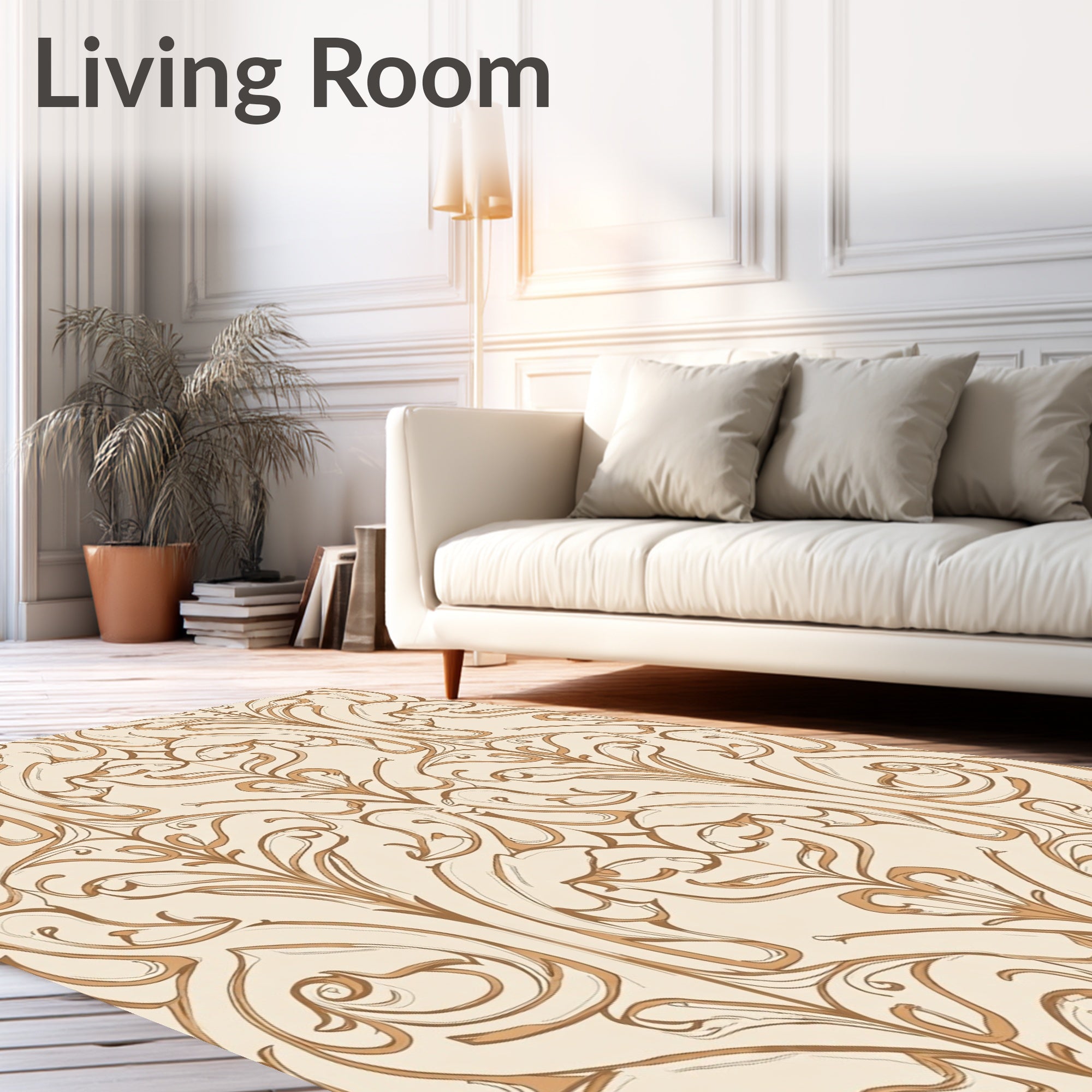Elegant Floral Scroll Pattern Rug