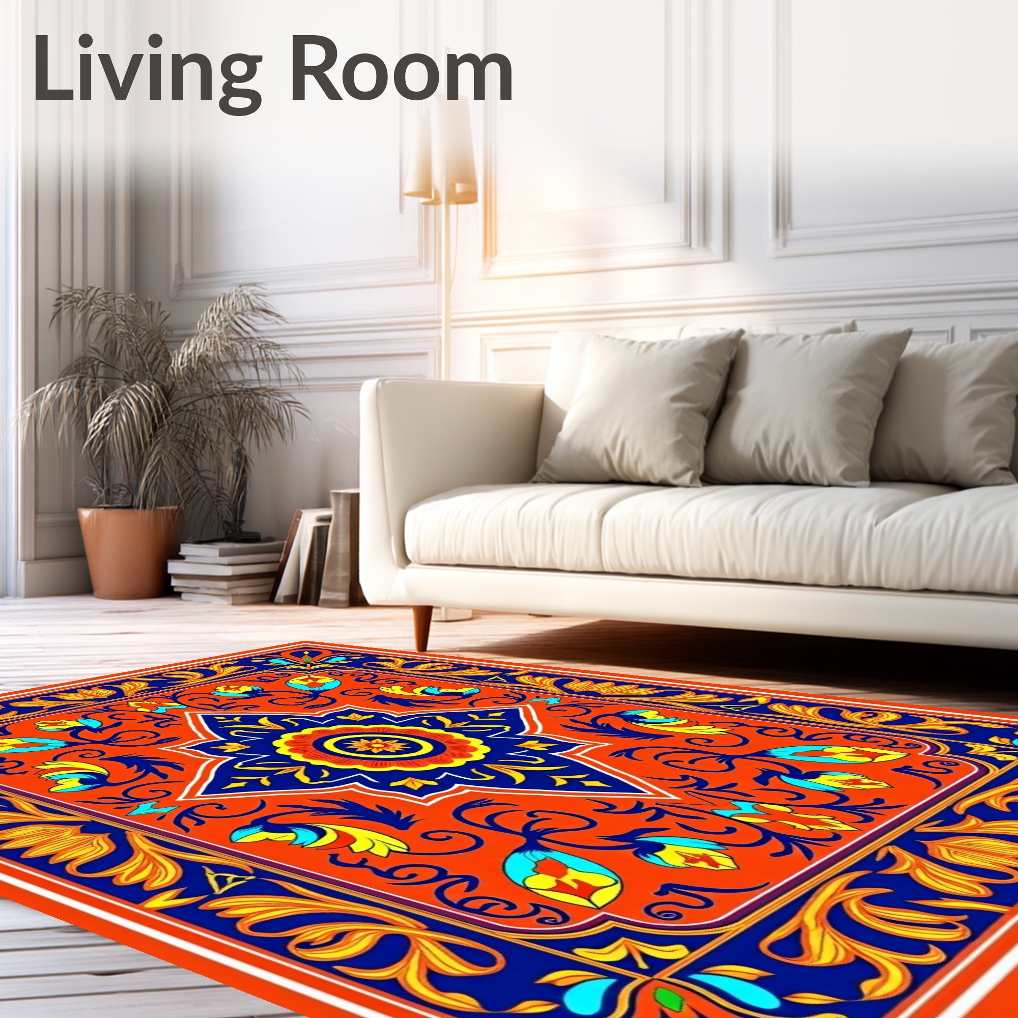 Vibrant Floral Medallion Pattern Design Rug
