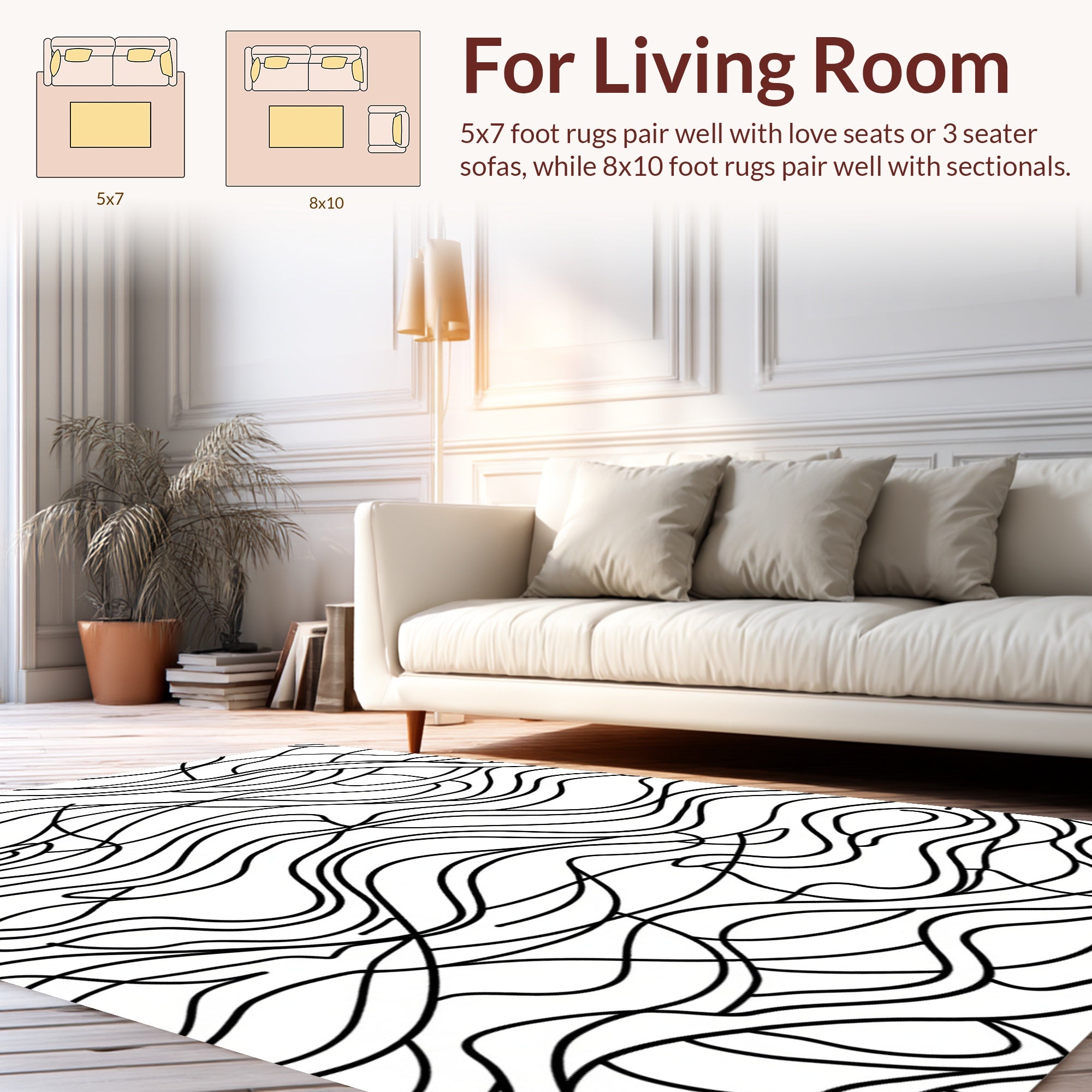 Abstract Flowing Contour Pattern Rug