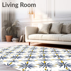 Navy Gold Starburst Scatter Rug
