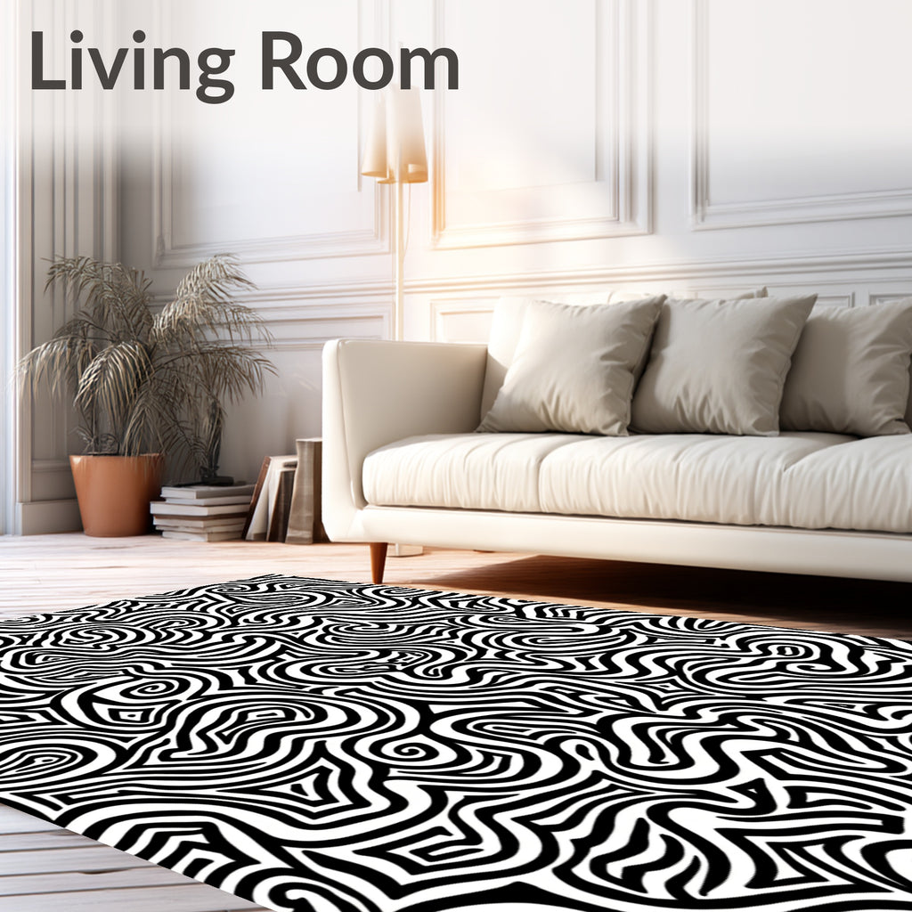 Abstract Swirling Maze Pattern Rug