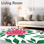 Vibrant Pink Floral Motif Pattern Rug