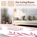 Modern Pink Leafy Branch Pattern Rug