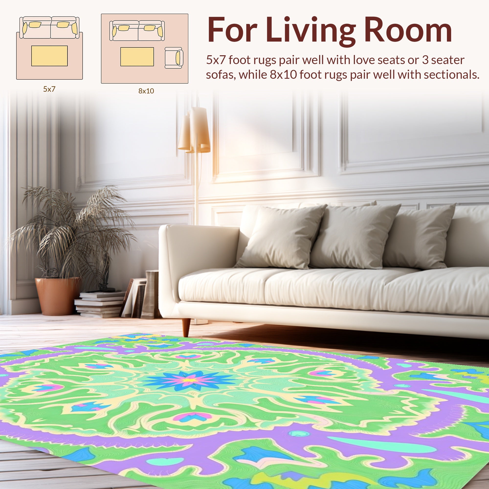 Abstract Psychedelic Floral Mandala Rug