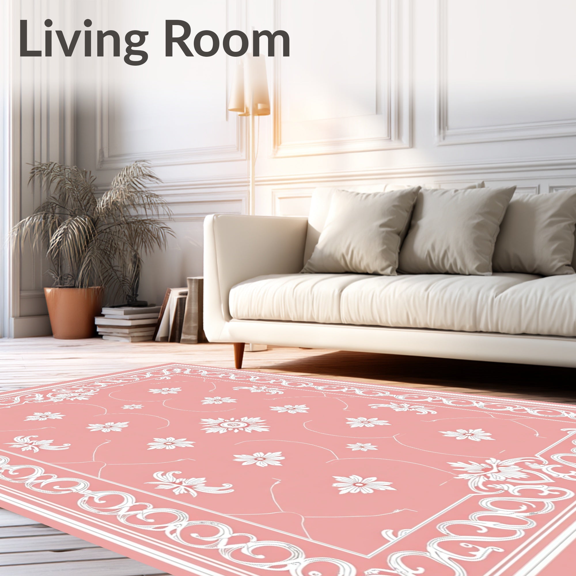 Ornate Floral Swirl Design Rug